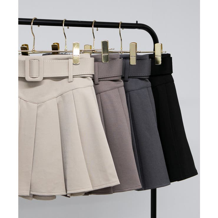 太ベルト付 インパンつく ミニプリーツスカート[品番