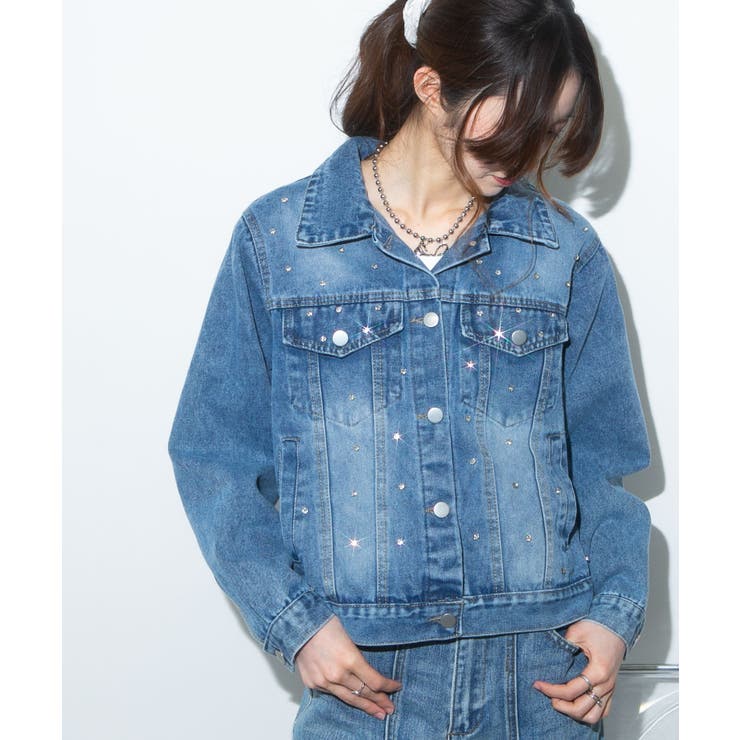 （お得な特別割引価格） ラインストーン付デニムGジャン[品番：PPNW0004722]｜Pumpkin ジャケット・アウター