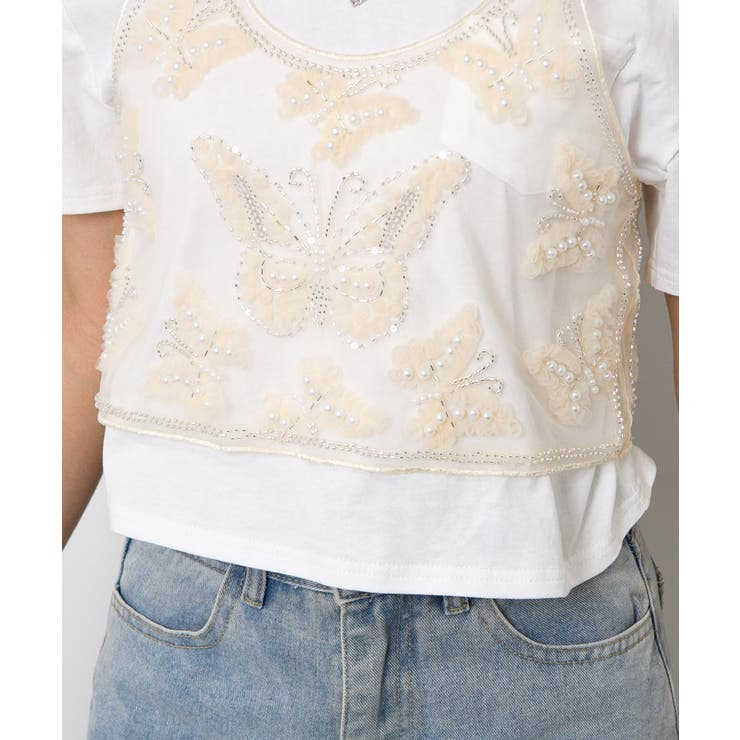 バタフライビーズ チュール 重ね着用 キャミソール | Pumpkin  Port | 詳細画像19 