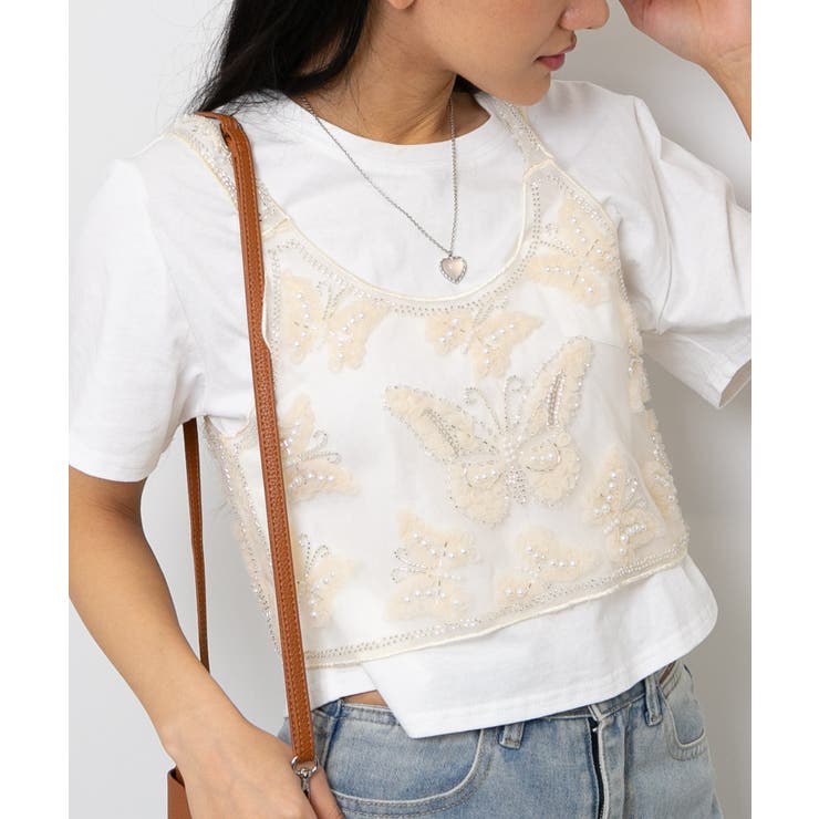 バタフライビーズ チュール 重ね着用 キャミソール | Pumpkin  Port | 詳細画像4 