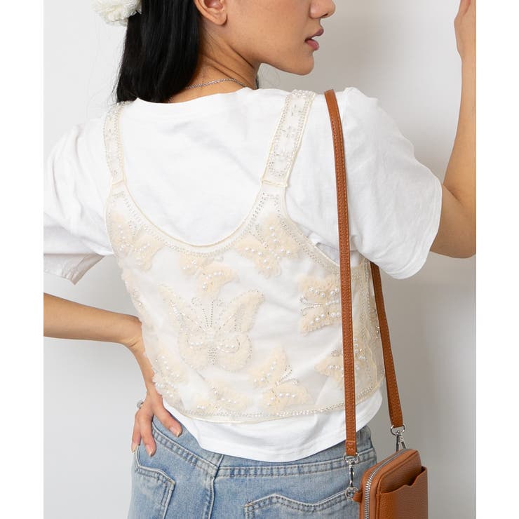 バタフライビーズ チュール 重ね着用 キャミソール | Pumpkin  Port | 詳細画像6 