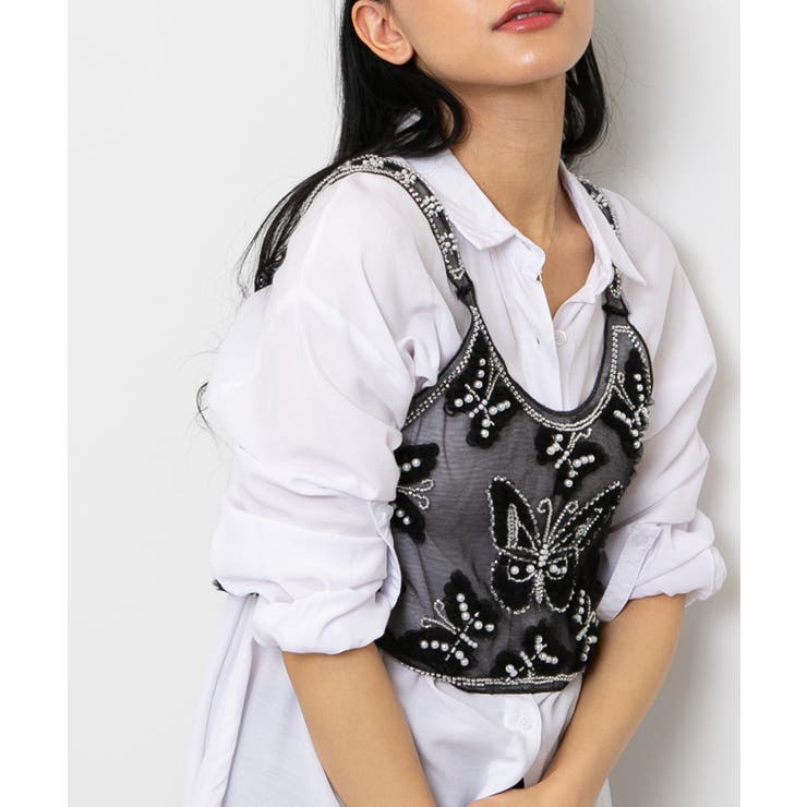 バタフライビーズ チュール 重ね着用 キャミソール | Pumpkin  Port | 詳細画像9 