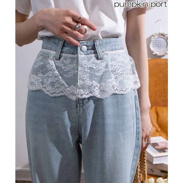 ウエストレース デニムワイドロングパンツ[品番：PPNW0004834