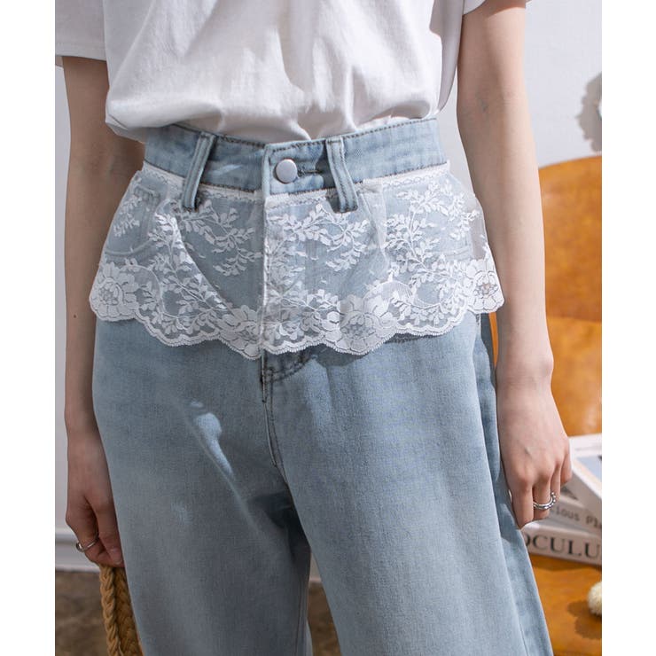 ウエストレース デニムワイドロングパンツ[品番：PPNW0004834