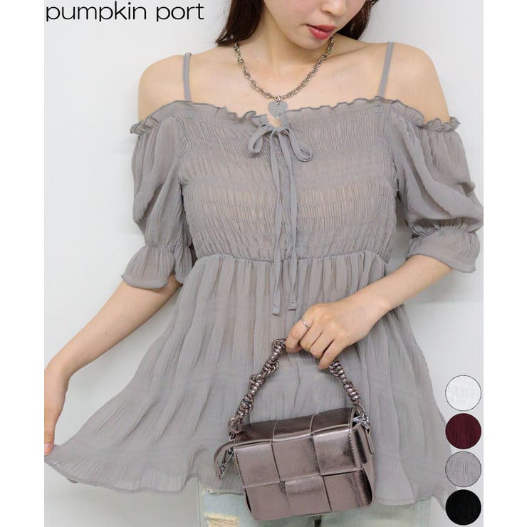 マジョリカプリーツ オフショルダー キャミワンピチュニック | Pumpkin  Port | 詳細画像1 