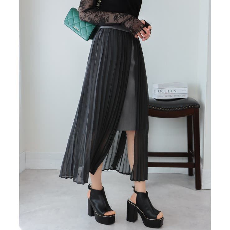 open yy プリーツ レイヤースカート SLY | LAYERED PLEATS スカート (スカート(ロング) ) |SHEL'TTER