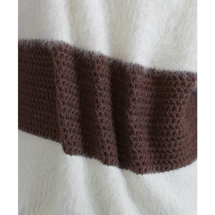 シャギーボーダー ショート丈ボリューム袖ニット | Pumpkin  Port | 詳細画像33 