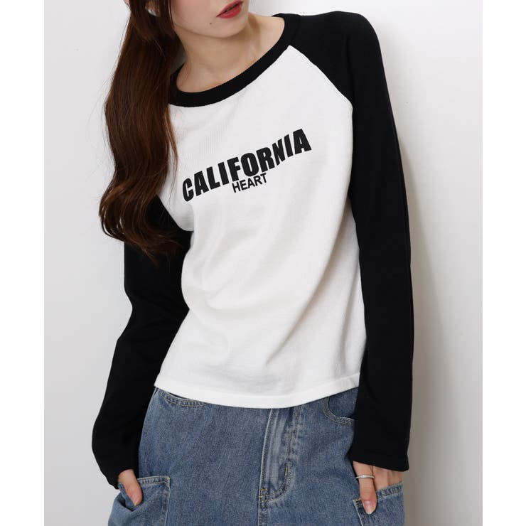 CALIFORNIA プリント ラグラン長袖ニットTシャツ | Pumpkin  Port | 詳細画像16 