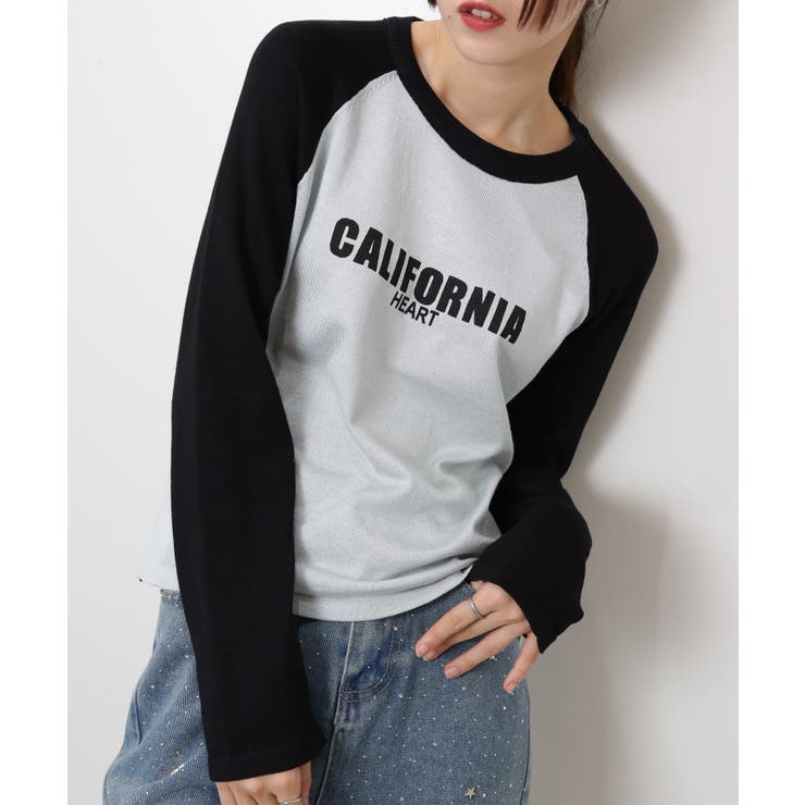 CALIFORNIA プリント ラグラン長袖ニットTシャツ | Pumpkin  Port | 詳細画像3 