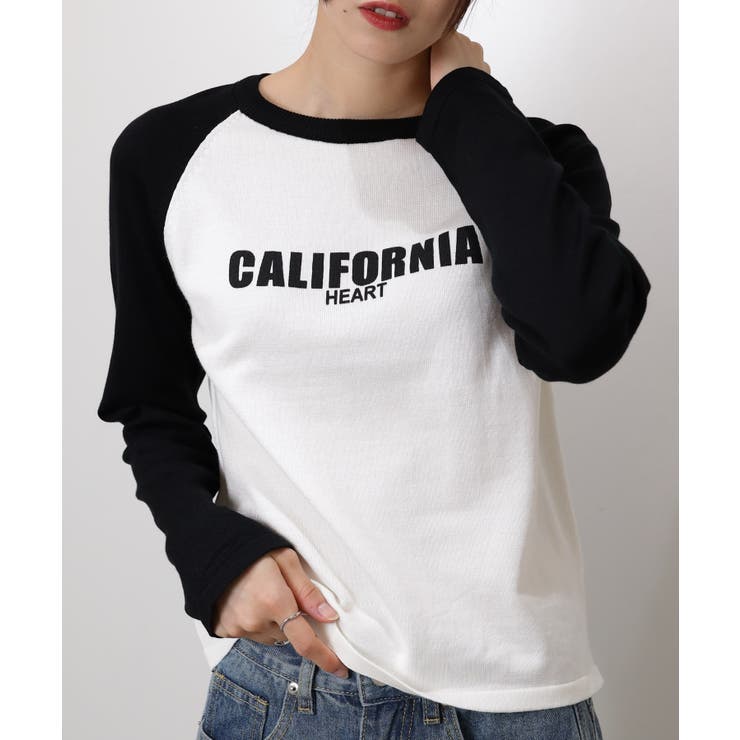 CALIFORNIA プリント ラグラン長袖ニットTシャツ | Pumpkin  Port | 詳細画像8 