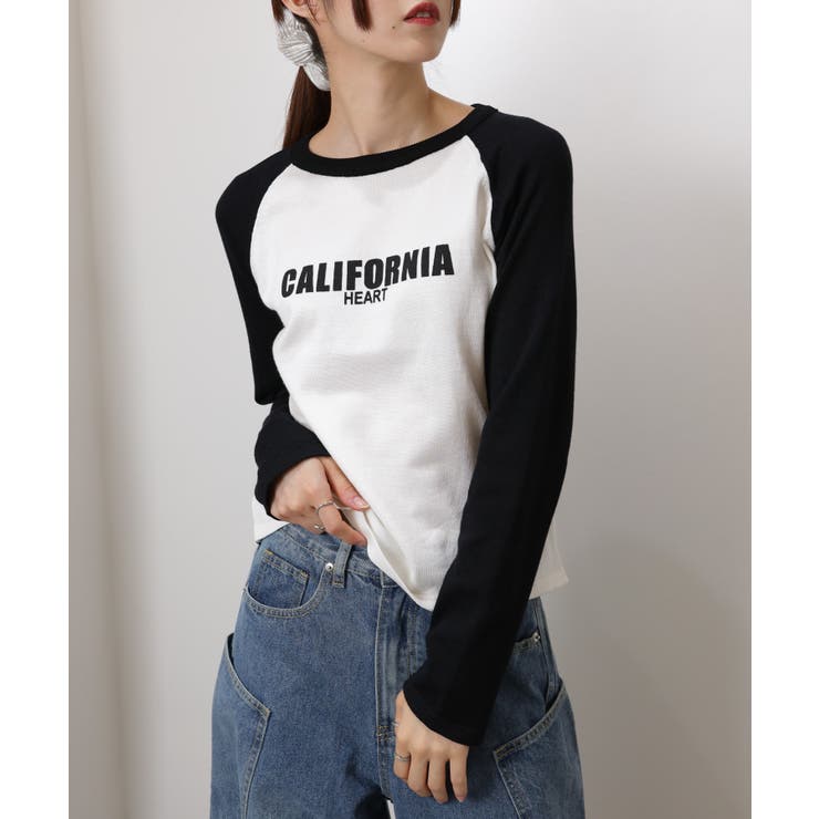CALIFORNIA プリント ラグラン長袖ニットTシャツ | Pumpkin  Port | 詳細画像9 