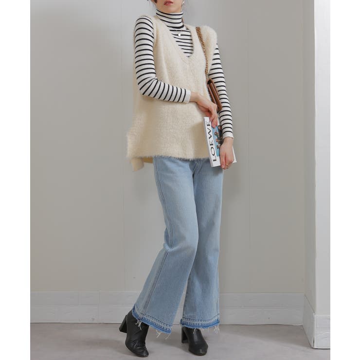 シャギーニット サイドスリット Vネック ベスト | Pumpkin  Port | 詳細画像16 