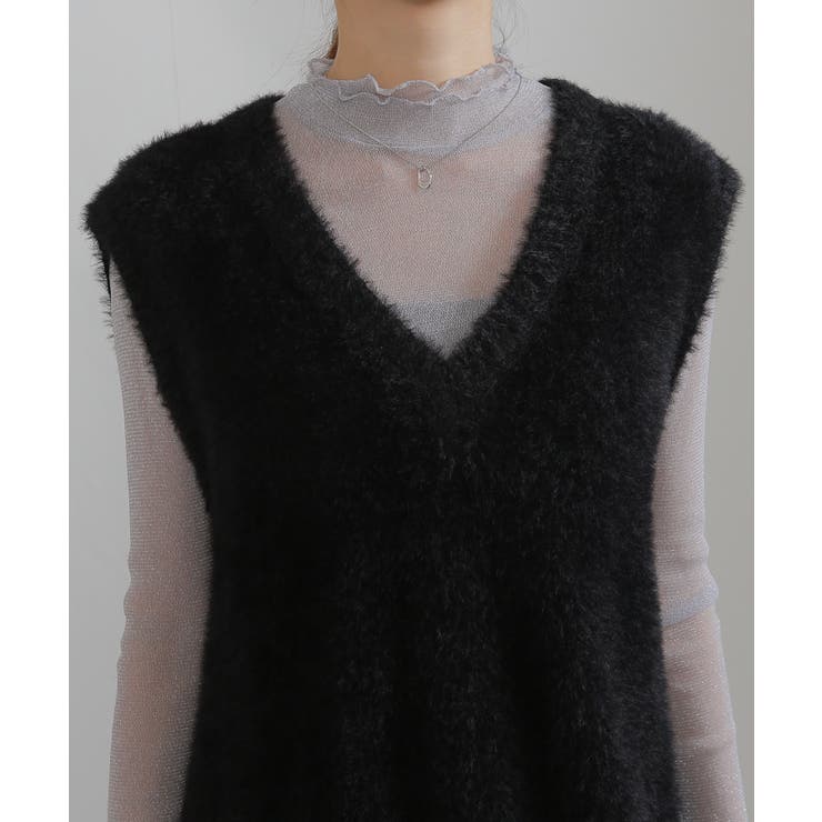 シャギーニット サイドスリット Vネック ベスト | Pumpkin  Port | 詳細画像26 