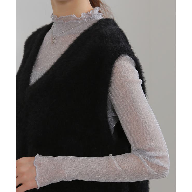 シャギーニット サイドスリット Vネック ベスト | Pumpkin  Port | 詳細画像27 