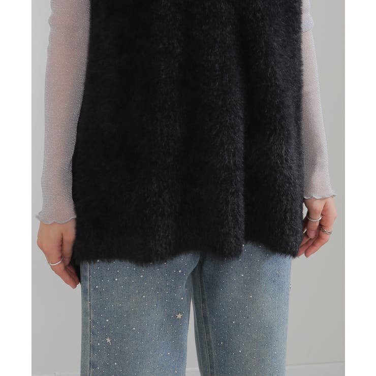 シャギーニット サイドスリット Vネック ベスト | Pumpkin  Port | 詳細画像28 