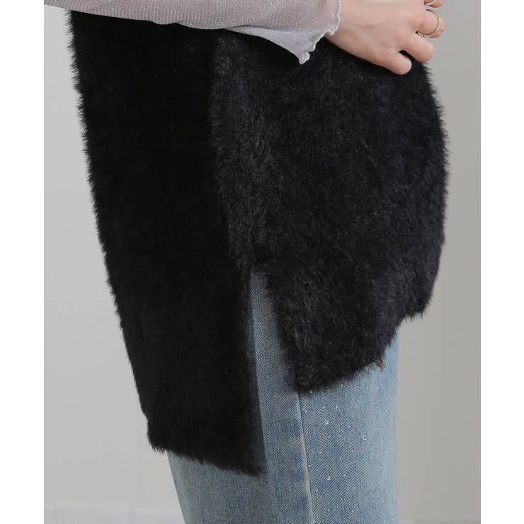 シャギーニット サイドスリット Vネック ベスト | Pumpkin  Port | 詳細画像29 