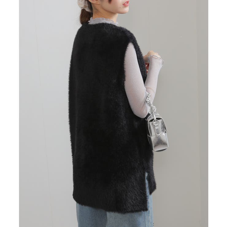 シャギーニット サイドスリット Vネック ベスト | Pumpkin  Port | 詳細画像8 