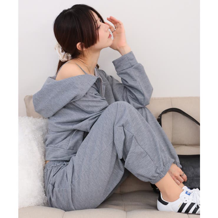 ３点セット パーカー+クロップド丈キャミ+ロングパンツ | Pumpkin  Port | 詳細画像10 