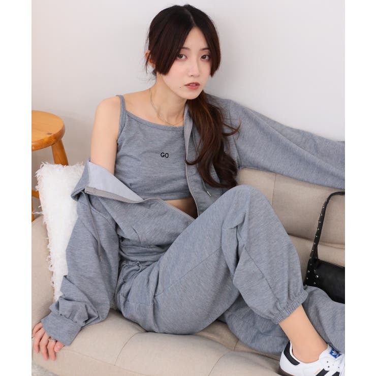 ３点セット パーカー+クロップド丈キャミ+ロングパンツ | Pumpkin  Port | 詳細画像12 