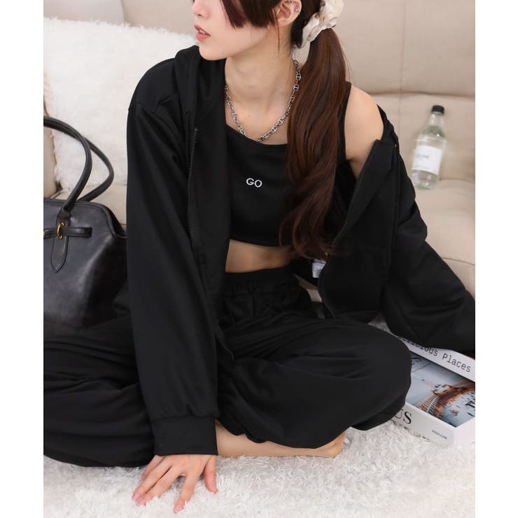 ３点セット パーカー+クロップド丈キャミ+ロングパンツ | Pumpkin  Port | 詳細画像4 