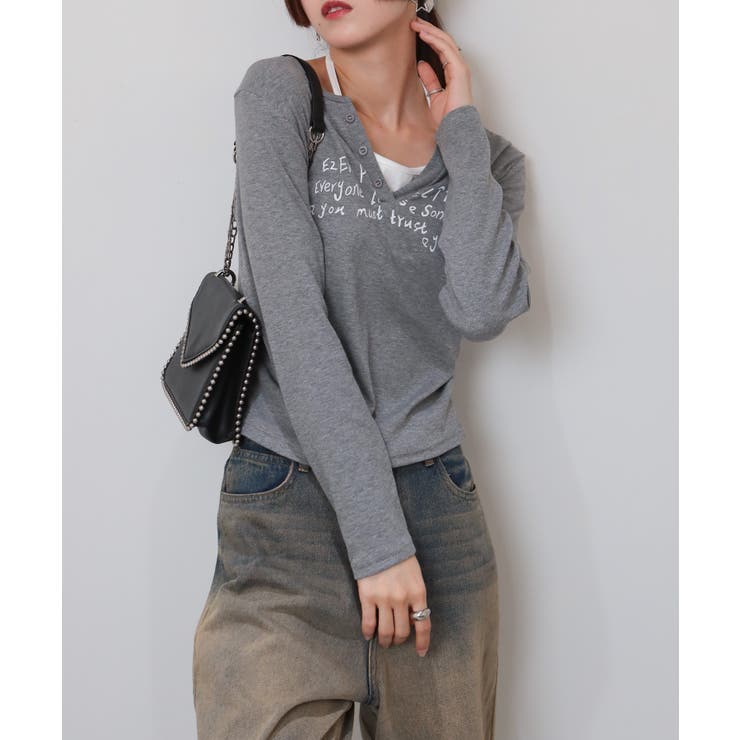 フェイクレイヤード ヘンリーネック風 テレコロンT | Pumpkin  Port | 詳細画像19 