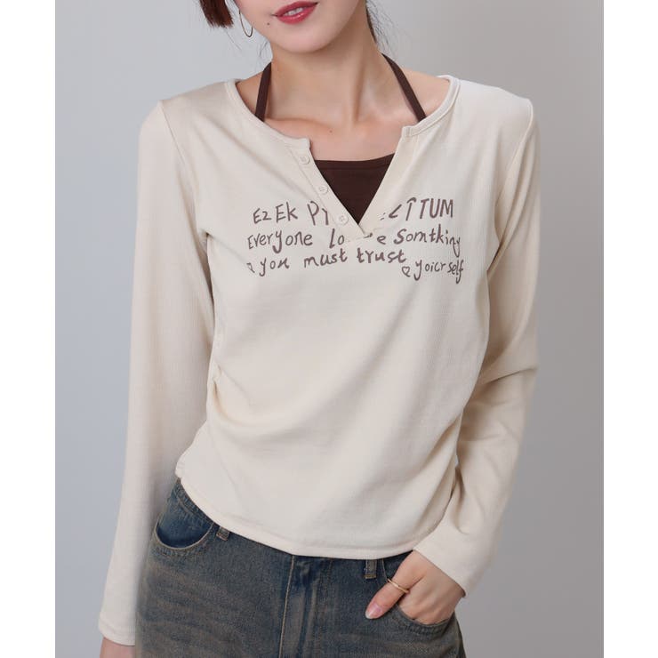 フェイクレイヤード ヘンリーネック風 テレコロンT | Pumpkin  Port | 詳細画像3 