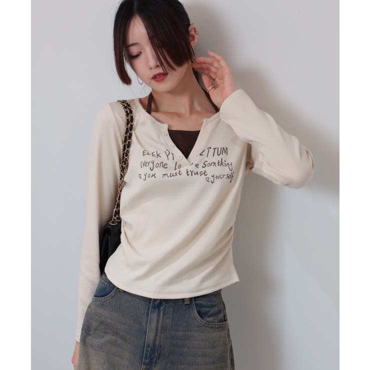 フェイクレイヤード ヘンリーネック風 テレコロンT | Pumpkin  Port | 詳細画像6 