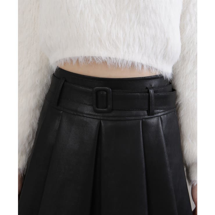 ベルト付 合成皮革 プリーツミニスカート インパン付 | Pumpkin  Port | 詳細画像22 