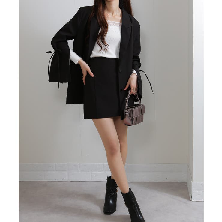 上下2点セット リボン付きテーラードジャケット+ミニスカパン セットアップ | Pumpkin  Port | 詳細画像11 