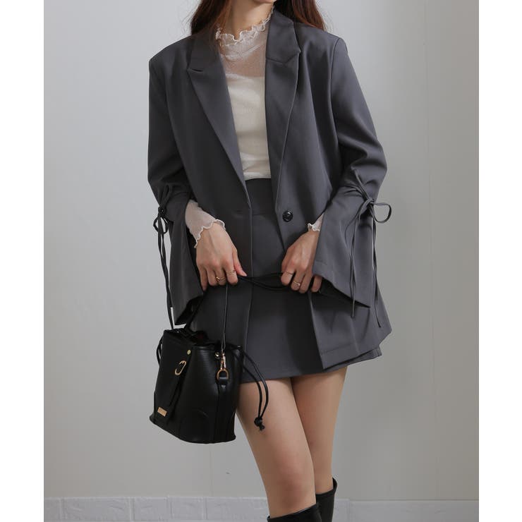 上下2点セット リボン付きテーラードジャケット+ミニスカパン セットアップ | Pumpkin  Port | 詳細画像46 