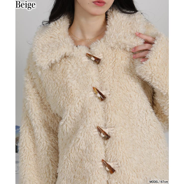 ボア トグルボタン ショート丈 ダッフルコートブルゾン[品番