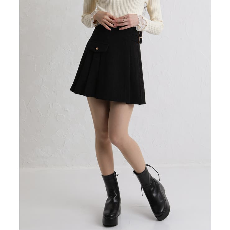 コーデュロイ サイドベルト付 プリーツミニスカート | Pumpkin  Port | 詳細画像12 