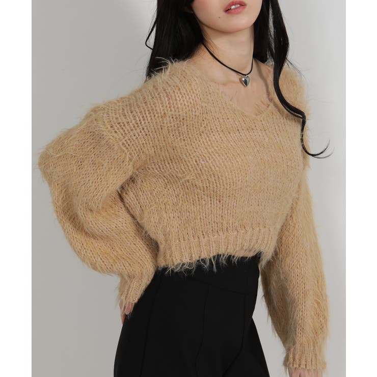 ロングシャギー ショート丈ニット トップス | Pumpkin  Port | 詳細画像11 