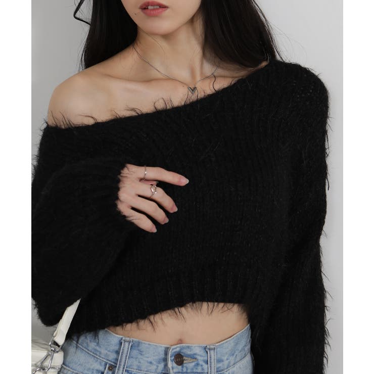 ロングシャギー ショート丈ニット トップス | Pumpkin  Port | 詳細画像14 