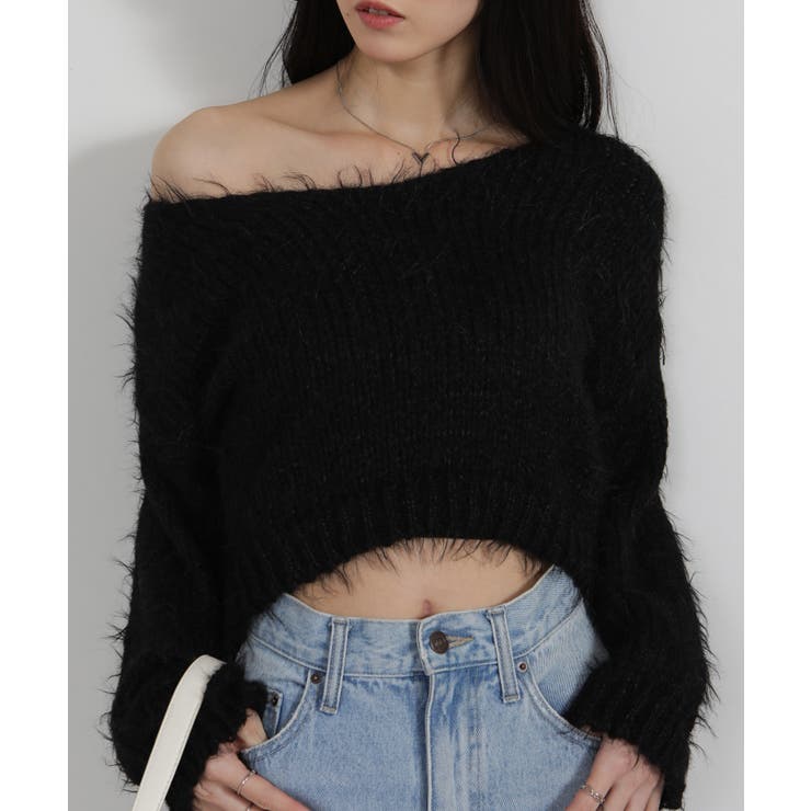 ロングシャギー ショート丈ニット トップス | Pumpkin  Port | 詳細画像16 