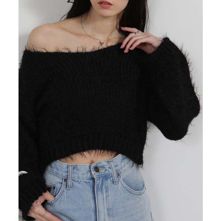 ロングシャギー ショート丈ニット トップス | Pumpkin  Port | 詳細画像17 