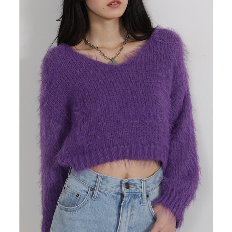 ロングシャギー ショート丈ニット トップス | Pumpkin  Port | 詳細画像22 