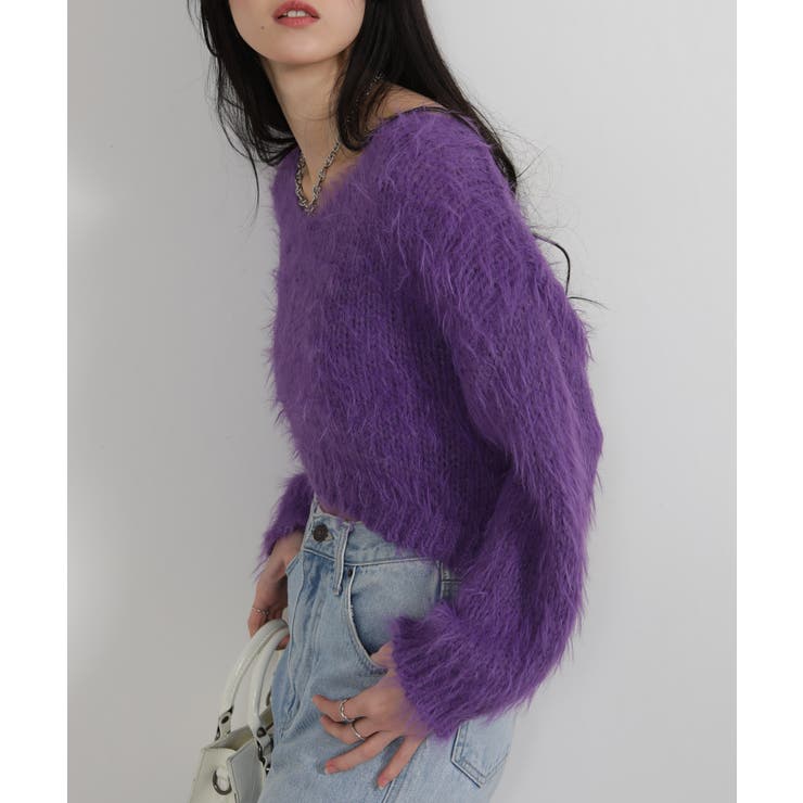 ロングシャギー ショート丈ニット トップス | Pumpkin  Port | 詳細画像25 