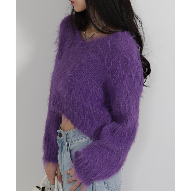 ロングシャギー ショート丈ニット トップス | Pumpkin  Port | 詳細画像26 