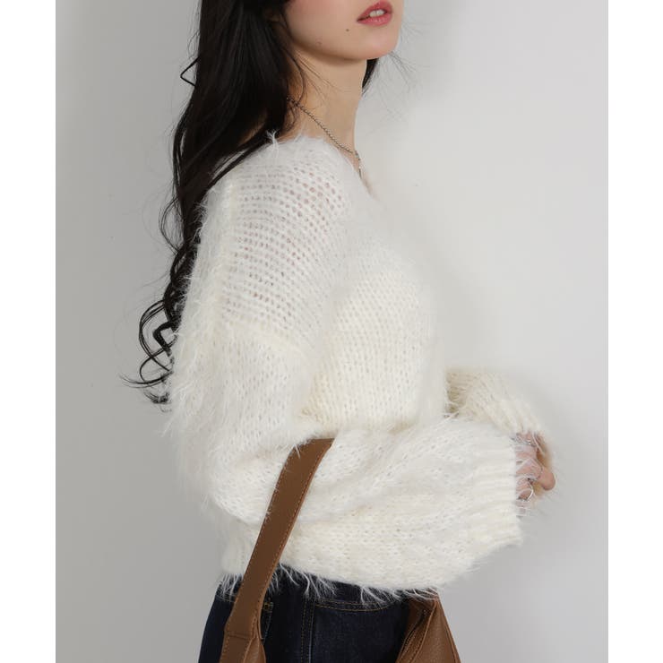 ロングシャギー ショート丈ニット トップス | Pumpkin  Port | 詳細画像4 