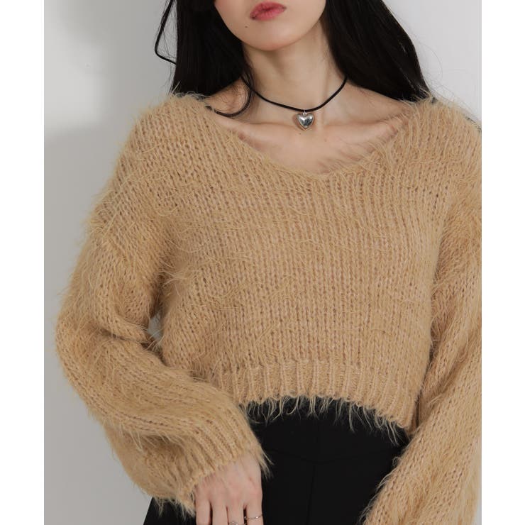 ロングシャギー ショート丈ニット トップス | Pumpkin  Port | 詳細画像8 