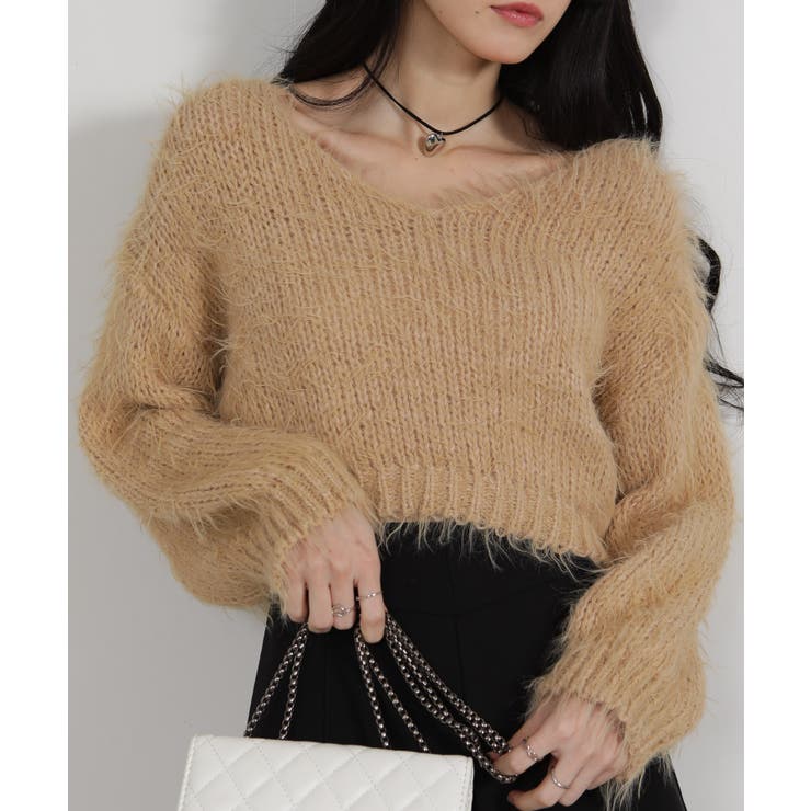 ロングシャギー ショート丈ニット トップス | Pumpkin  Port | 詳細画像9 