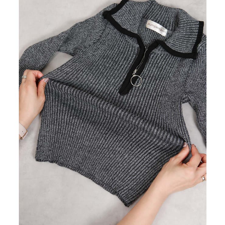 リングジップ リブ素材 ヘンリネック カットソートップス | Pumpkin  Port | 詳細画像20 