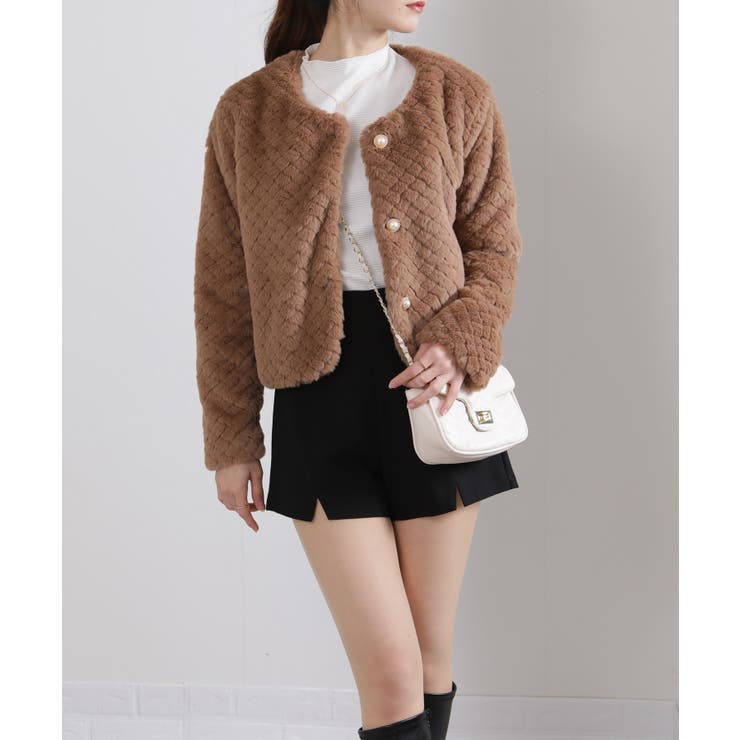 パールボタン キルティング フェイクファー ジャケット | Pumpkin  Port | 詳細画像17 