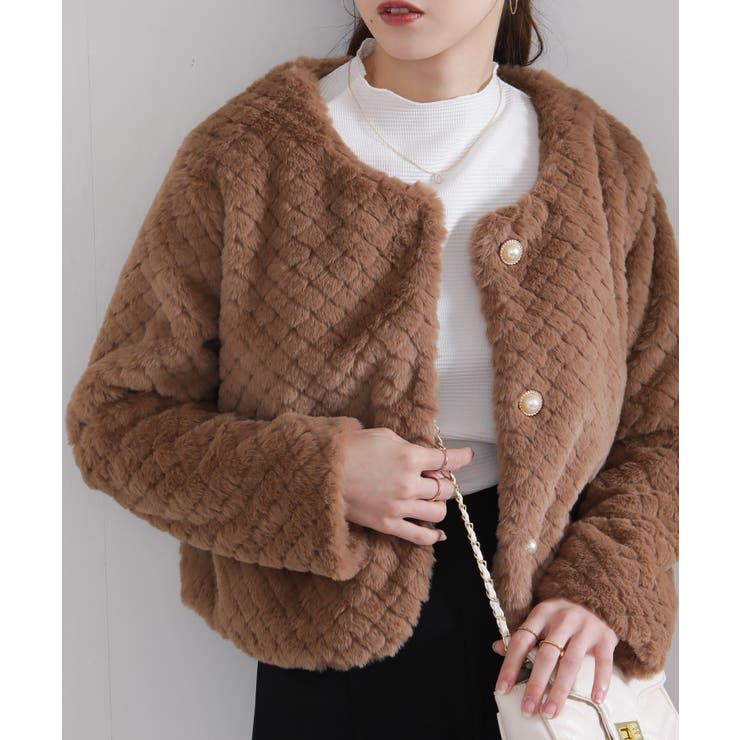 パールボタン キルティング フェイクファー ジャケット | Pumpkin  Port | 詳細画像18 