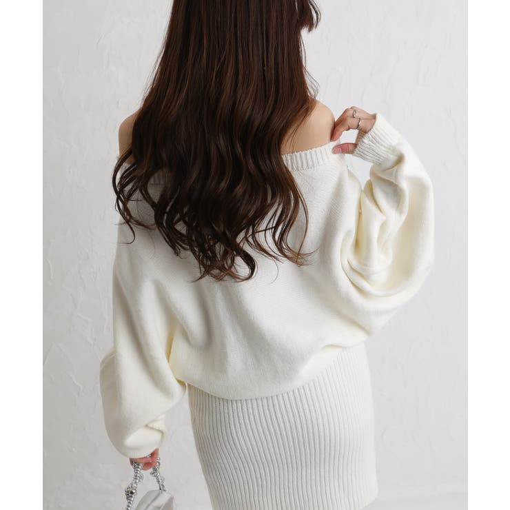 パール×ビジュー 付 ドルマン袖 ニットミニワンピース  | Pumpkin  Port | 詳細画像22 