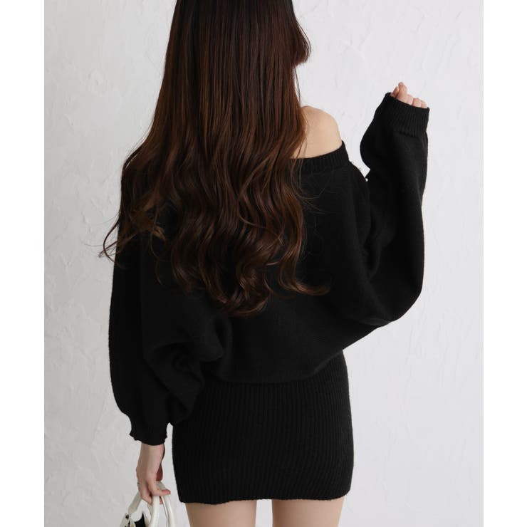 パール×ビジュー 付 ドルマン袖 ニットミニワンピース  | Pumpkin  Port | 詳細画像30 