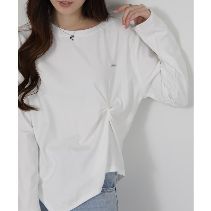 ワンポイント プレート付 裏起毛 アシメデザイン 長袖Tシャツ | Pumpkin  Port | 詳細画像10 