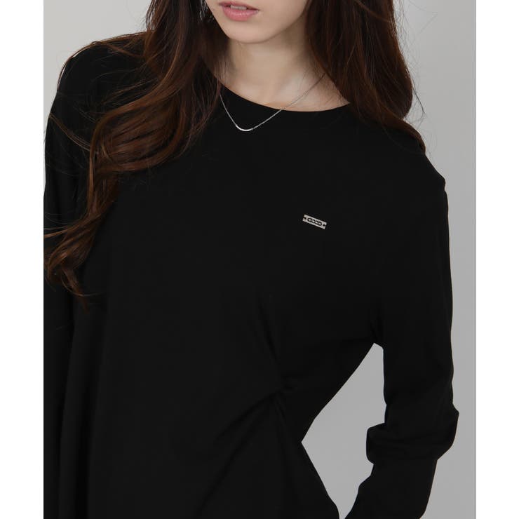 ワンポイント プレート付 裏起毛 アシメデザイン 長袖Tシャツ | Pumpkin  Port | 詳細画像2 