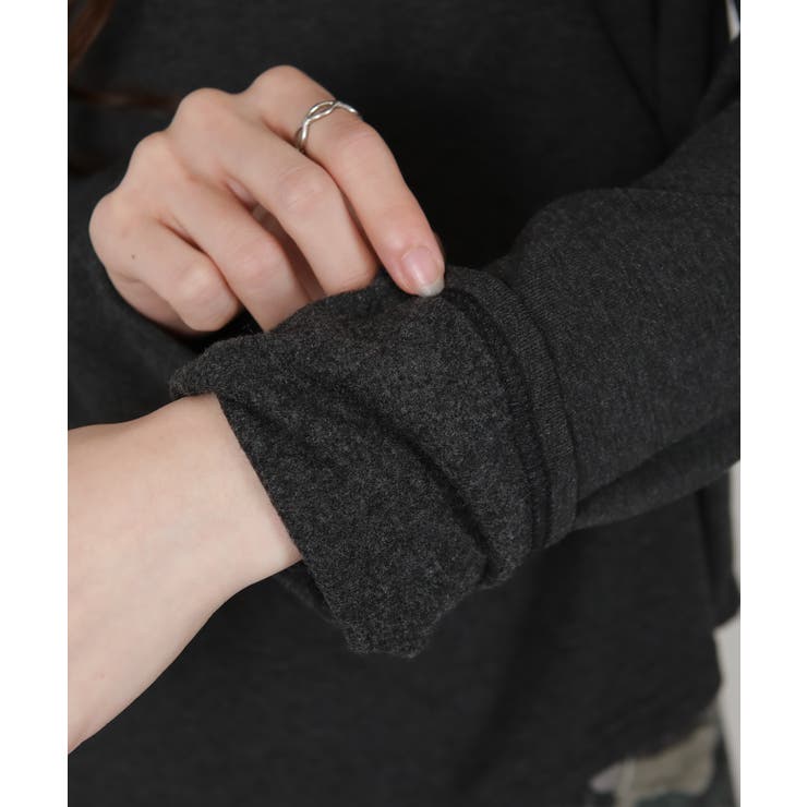 ワンポイント プレート付 裏起毛 アシメデザイン 長袖Tシャツ | Pumpkin  Port | 詳細画像38 